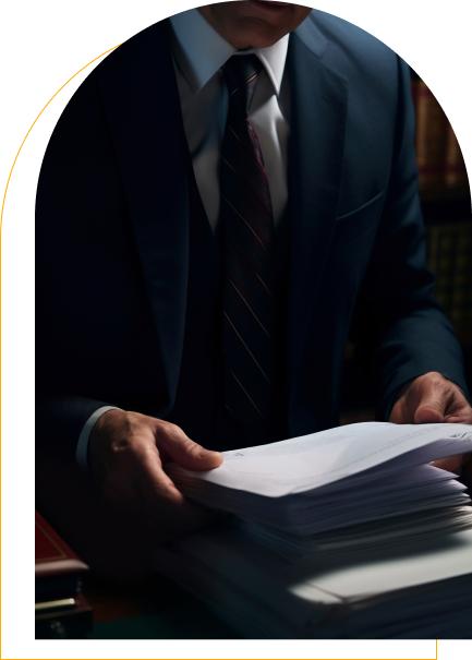 Nomik legal website home page hero section image Picture of a profesional holding legal papers